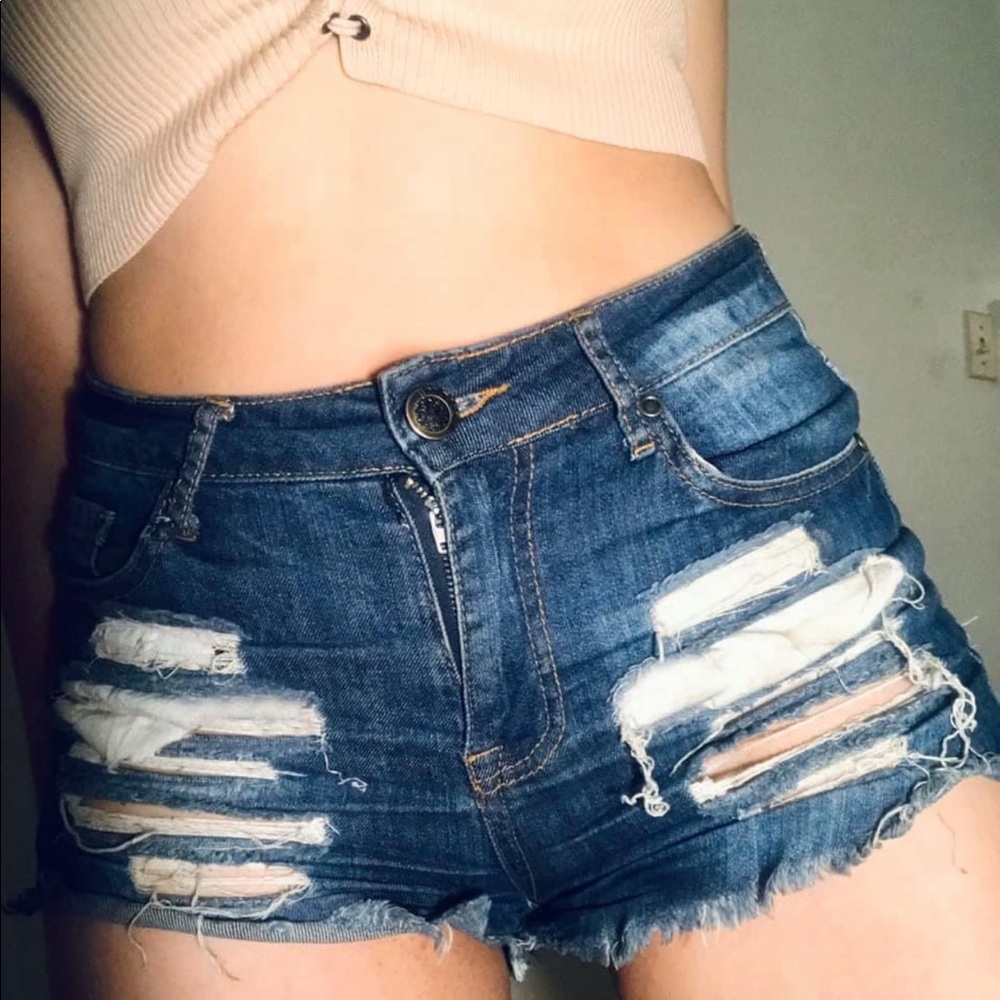 Hot Kiss High Rise Distressed Shorts